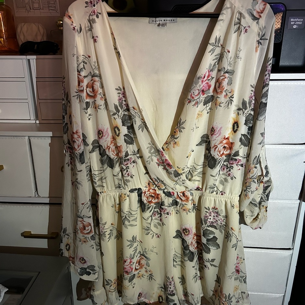 Lush Floral V-Neck Dress